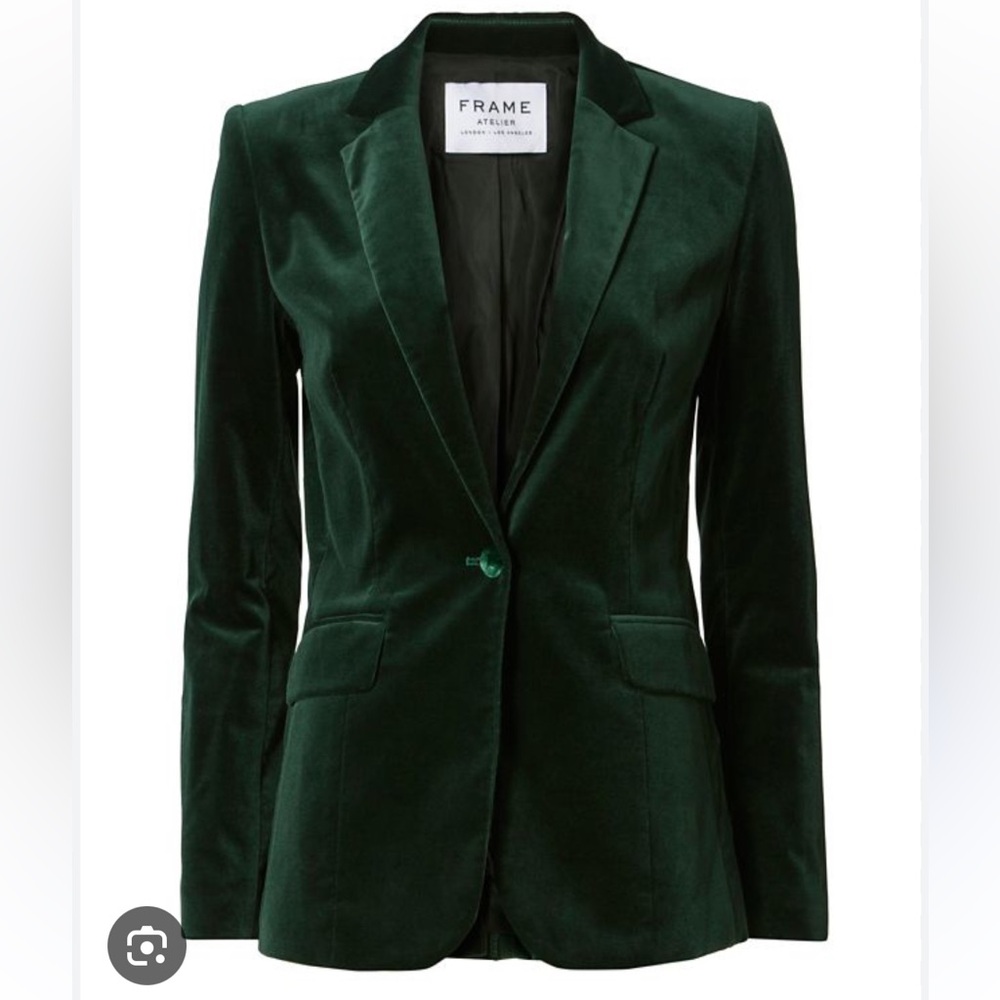 Frame Denim Women's Velvet Blazer - Dark Green